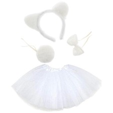 Animal Ears Bow Tie Tail Tutu Costume Set for World Book Day, Halloween,
