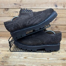 Grenson Shoes Mens UK 10.5 Chocolate Brown Suede Chunky Comfort Dress Brogues