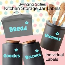 Biscuits, Cookies, Bread Utensil Kitchen Pots, Jars, Caddy Labels - Swinging Six