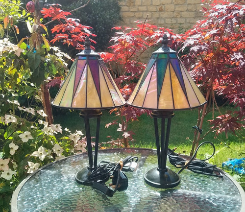 Pair vintage tiffany style - of,