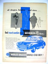 Morris Minor print ad 1953, 'All shapes, heights and sizes....