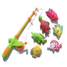 7PCS Rod Fish Set Fishing Toy Kids Bath Time Game Model Magnetic Baby Pole