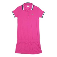 LACOSTE Womens Pink Polo Cotton Blend Short Sleeve Mini Dress S Casual Sport