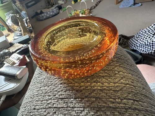 Whitefriars glass amber - amber, bubble