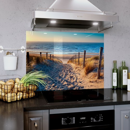 Glass splashback kitchen - kitchen, tile