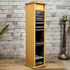 Vintage Unused WOODEN CD STORAGE SHELF Beech 40-Disc Capacity Rack Boxed New