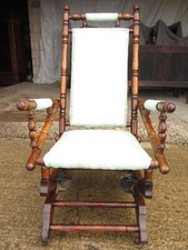 19th century beechwood and upholstered american rocking chair (item 886)