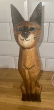 Hand Carved Tall Wooden Cat