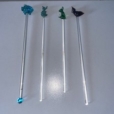 Vintage Glass Cocktail Swizzle Stir Sticks