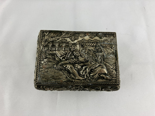 Silver tone metal rectangular - metal,
