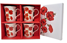 4 China Poppy Mugs in Matching