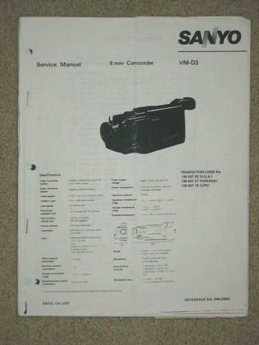 Oem sanyo 8mm color - sanyo, vm-d3