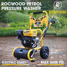 RocwooD Petrol Pressure Washer ELECTRIC START Power Jet 3400 PSI 7HP 10M Hose