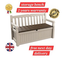 Garden Bench Keter Eden Plastic Storage Patio 265L Beige Seat Durable  lockable