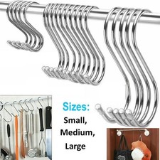 10 x S Hooks Stainless Steel Kitchen Meat Pan Utensil Clothes Hanger Hanging UK