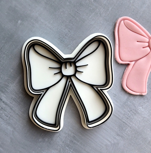 Bow cookie cutter and stamp - cutter,