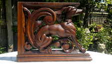 19thC Antique Carved Oak Greyhound Architectural Salvage Furniture Support  13"