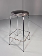 Vintage Bar Stool Black Vinyl