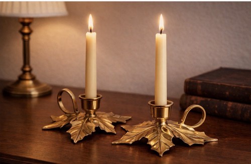 Vintage brass tone leaf - tone,