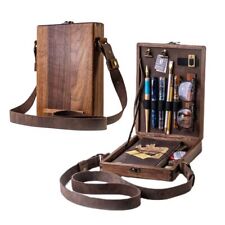 Retro Writers Messenger Wood Box Artist & Brush Storage Box with Locking Clasp◈