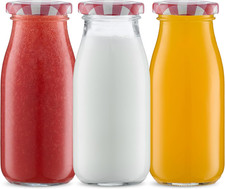 3Pcs 250Ml Glass Milk Bottles