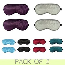 Sleep Mask 2 Pack Soft Satin Silk Eye Masks for Men Travel Women Eye Blindfold