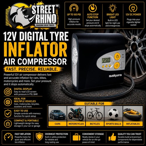 12v digital tyre inflator air - digital,