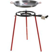 Spanish PAELLA SET: 55 cm Authentic Polished Pan, 40cm Gas Burner, Burner Tripod