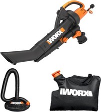 WORX Trivac 3-in-1 Electric Leaf Blower for Lawn Care, Black and Orange 