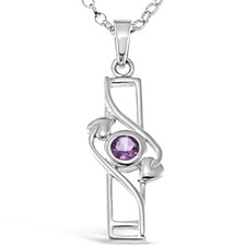 Silver Charles Rennie Mackintosh purple amethyst pendant necklace with 18" Chain