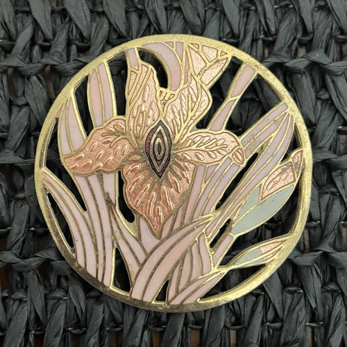 Enamel round floral - floral, pin