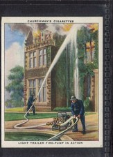 LIGHT TRAILER FIRE PUMP IN ACTION WWII - 90 + year old UK Card # 20