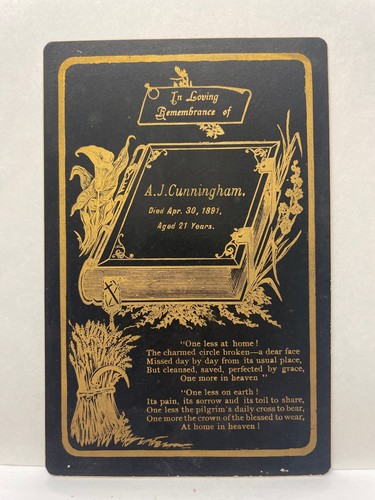 Victorian memorial card j - card,