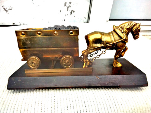 Old vintage brass shire horse - old,