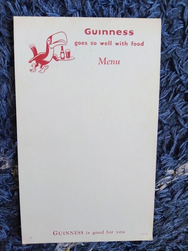 Guinness menu card vintage - menu,