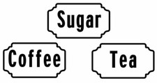 Tea, Coffee, Sugar Vinyl Labels / Stickers for Jars, Glass, Canisters.