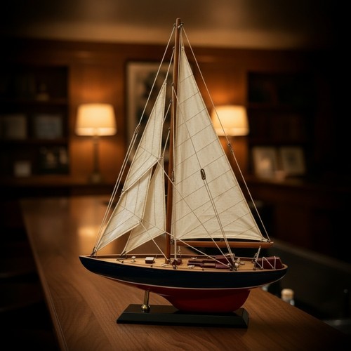Wooden sailing boat model with - wooden,