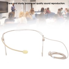Beige 3.5mm Jack Male Screw Lock Binaural Hanging Microphone For Bodypack Tr New