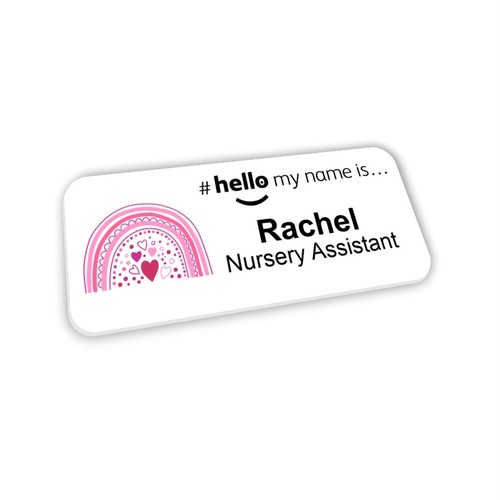 Hello name badge pink - my,