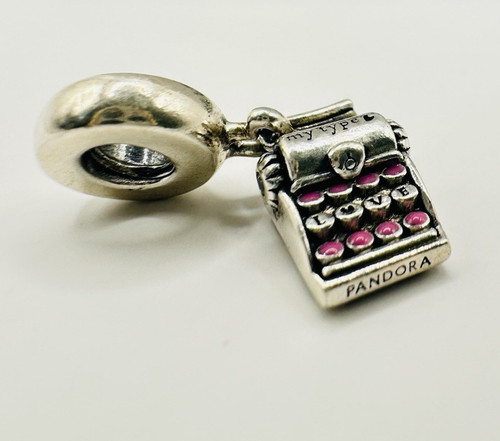 Pandora pink enamel typewriter - pink,