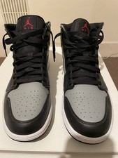 Nike Air Jordan 1 Mid Black/Grey/Red detail UK Size 9.5 No box No signs of wear