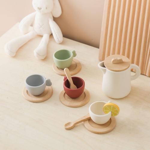Complete wooden tea set tray - tea, &