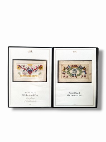 Ww1 silk postcard pair framed - ww1,