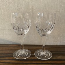 2 x Small pair of Wine Aperitif Sherry Cut Crystal Glasses Vintage 5” excellent 