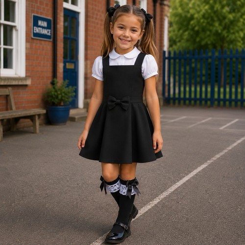 Girls black school pinafore - girls,