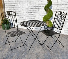2 Seat Vintage Bistro Set - Black Antique Finish, Wrought Iron, Fully Assembled
