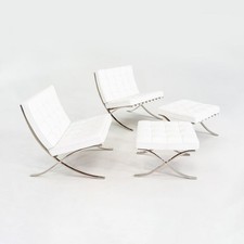 2005 Mies van der Rohe for Knoll Stainless Barcelona Lounge Chair with Ottoman