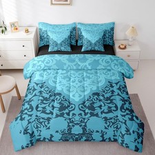 Vintage Damask Comforter Set 7 Piece Bed in a Bag Twin Gothic Bedding Sets,Vi...