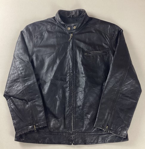 Vintage leather biker - leather, jacket
