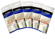 5 x Packs Fladen Sabiki 7 Hook Size 4 Sea Fishing Mackerel Herring Feathers Lure